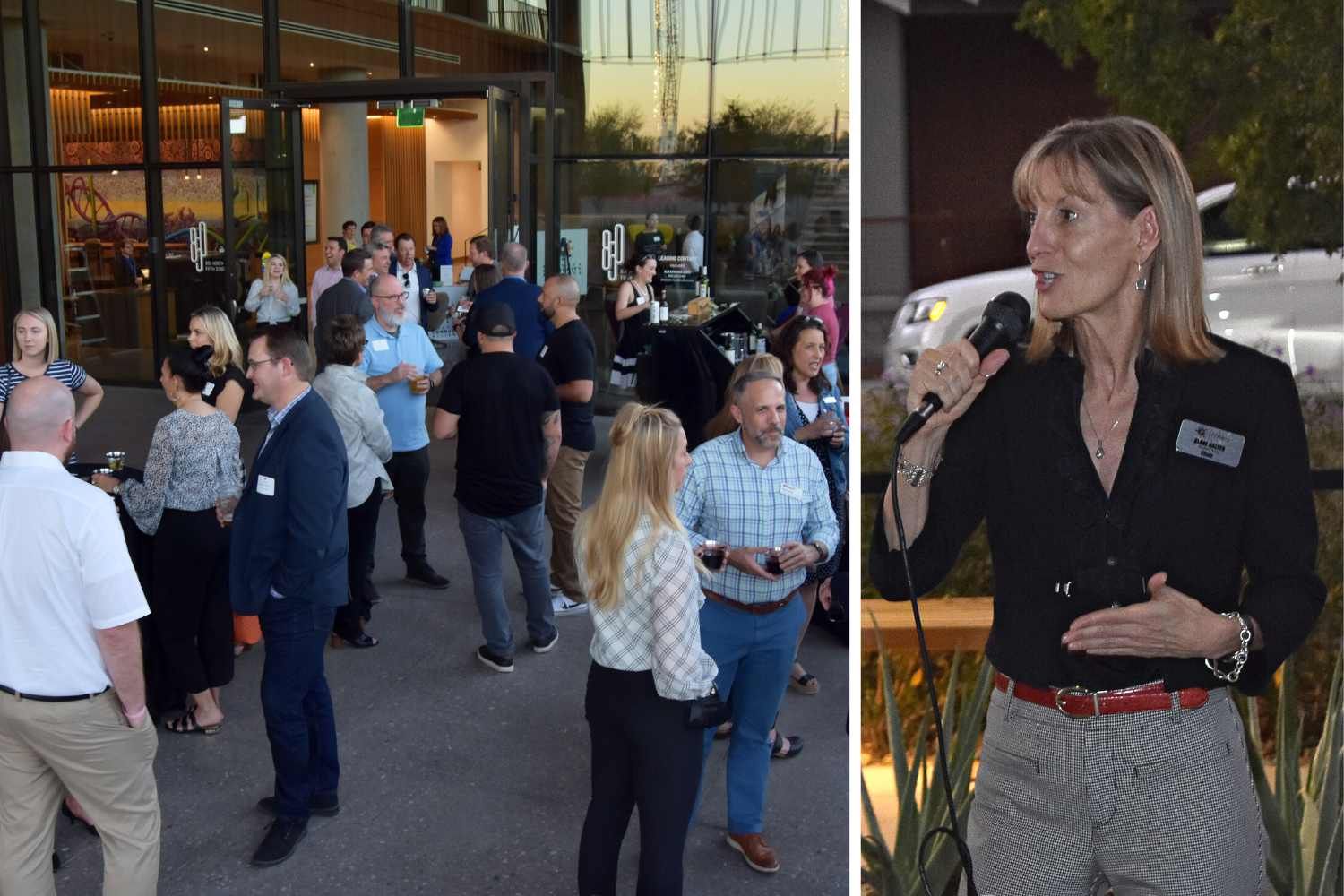 Board Chair Diane Haller speaking at PCA’s Downtown Community Mixer, taking place at 850 PBC in Fall 2021. (Photos by Taylor Costello)