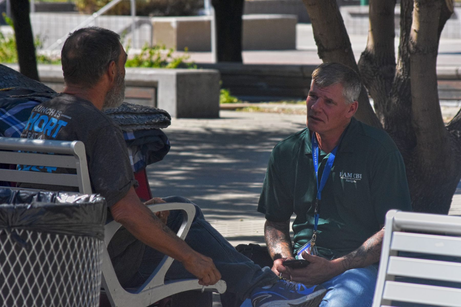 Community Bridges Inc. (CBI) Outreach Navigators like James Weed perform interviews and evaluations Downtown. (Photo: Taylor Costello)