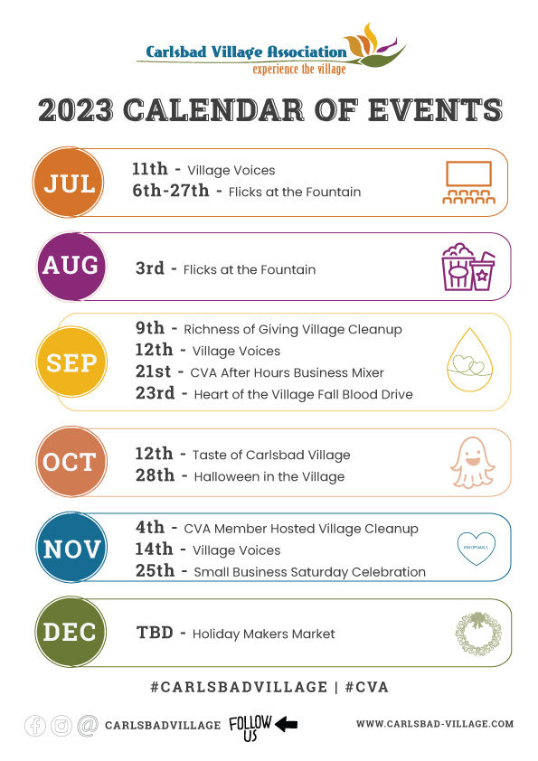 CVA Rolls Out Robust 2023 Calendar of Events Carlsbad Village, CA