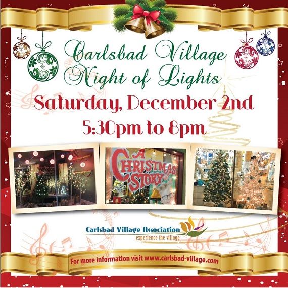 Holiday Music and Festive Windows in Carlsbad Village
