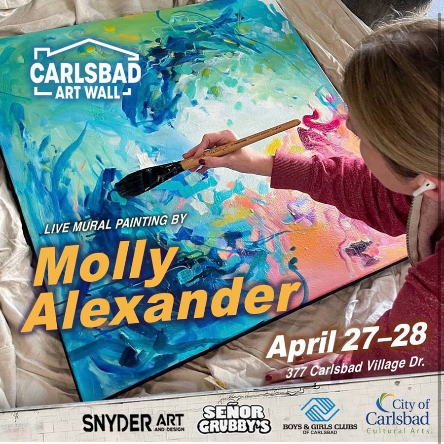 Experience Art in Action: Molly Alexander Takes on the Carlsbad Art Wall!