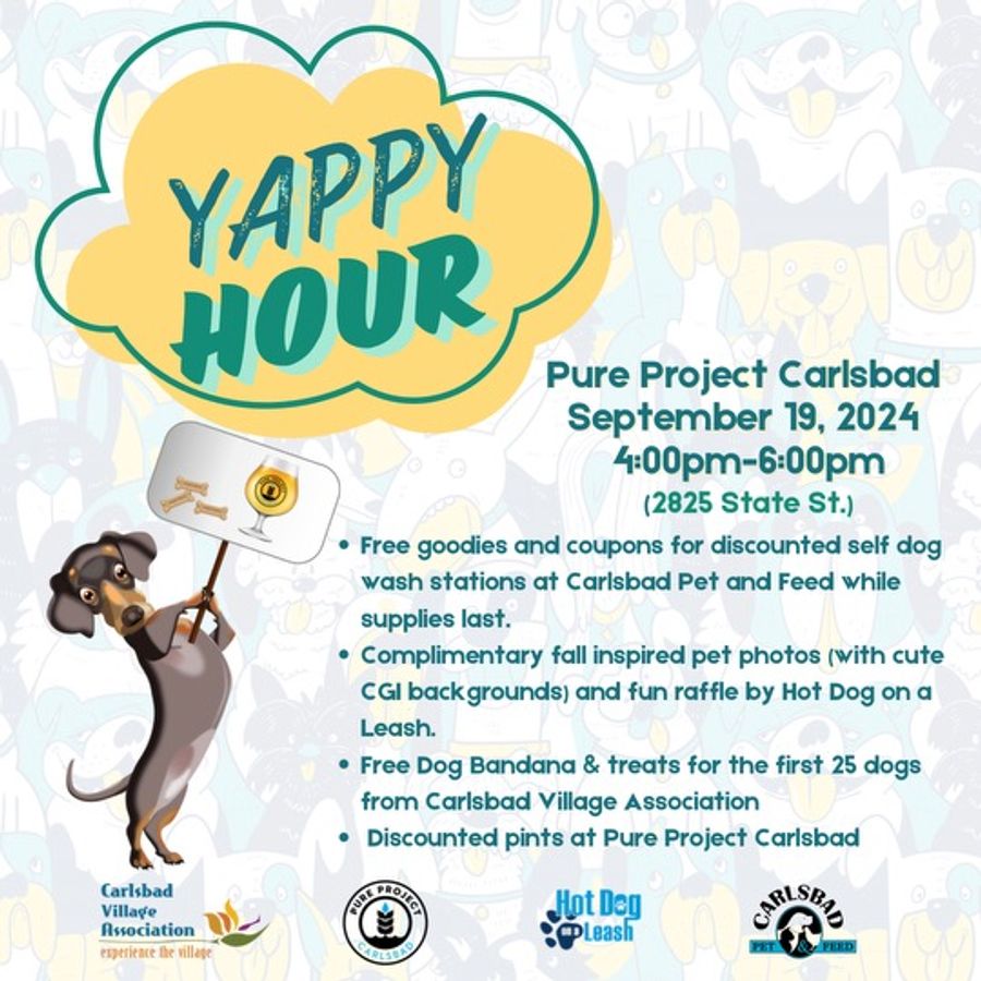 Yappy Hour Returns Next Thursday in Carlsbad Village!