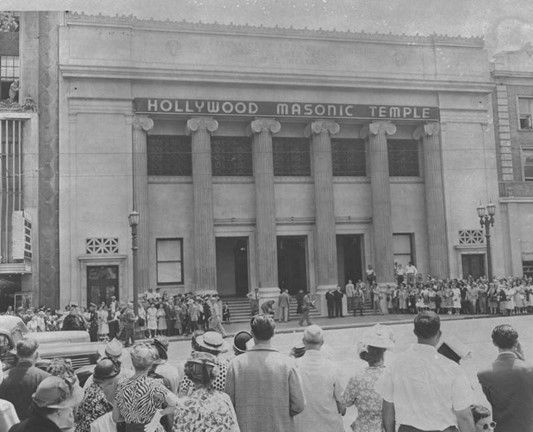 The memorial service for silent film director D.W. Griffith, considered the father of American cinema, was held at Hollywood Masonic Temple in 1948.