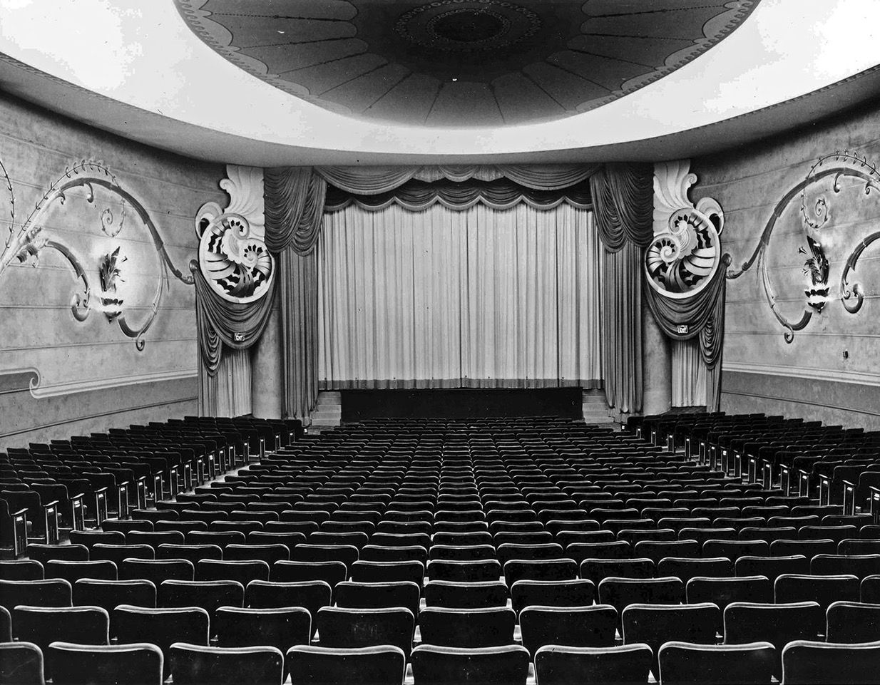 Historic interior photo of The Vogue Theatre.