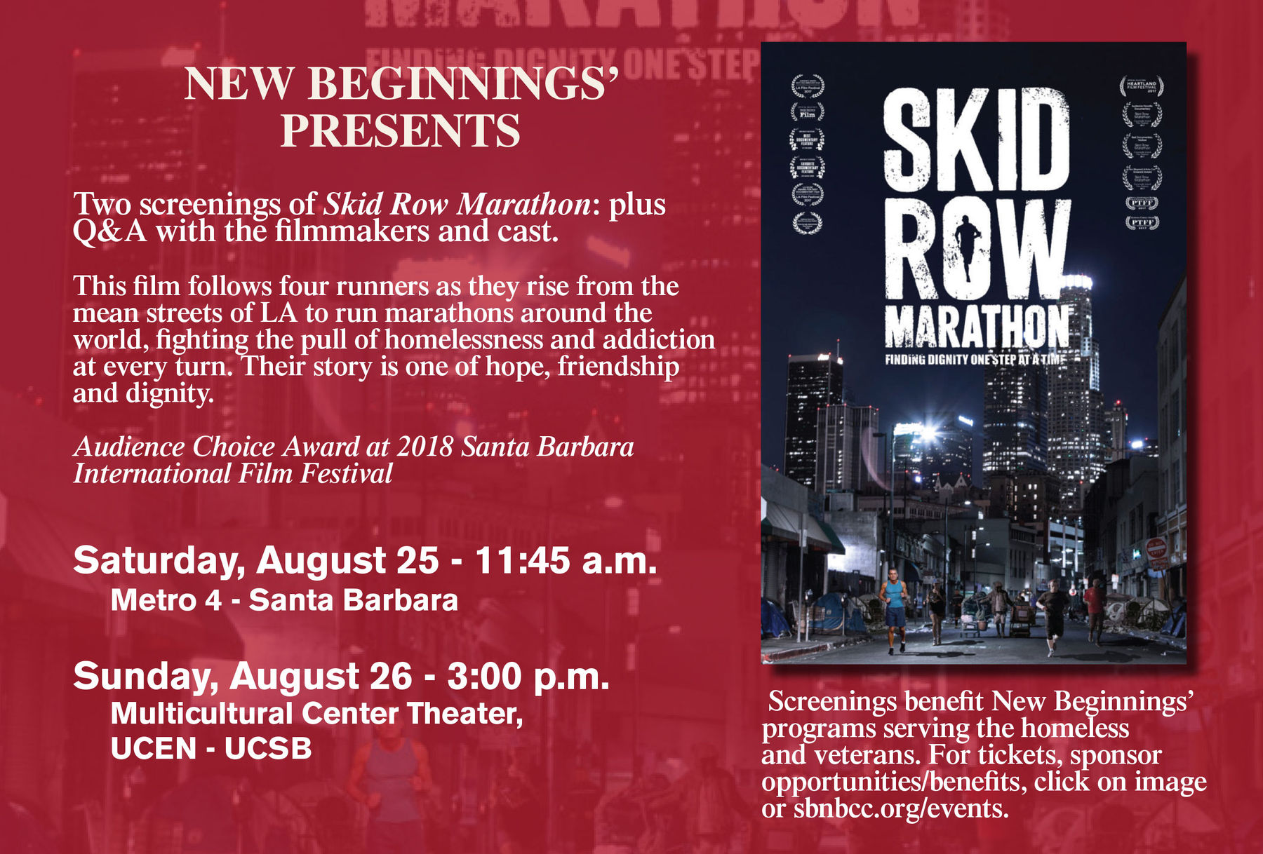 Skid Row Marathon screening w/ cast at UCSB