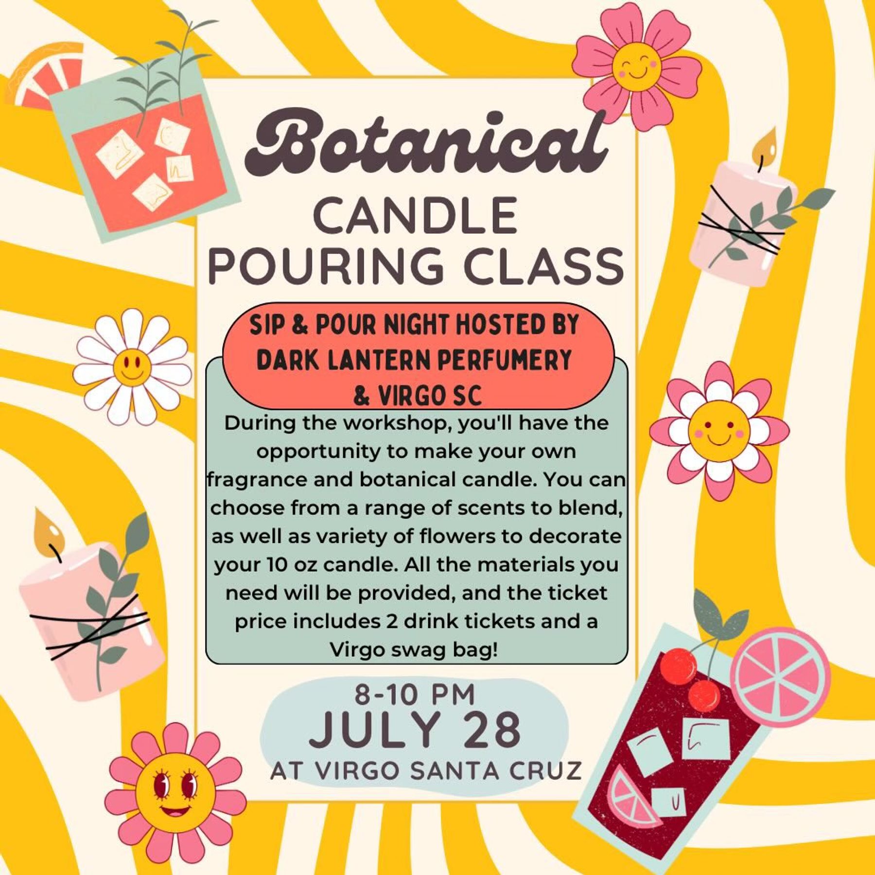 Botanical Candle Pouring Class Downtown Santa Cruz CA