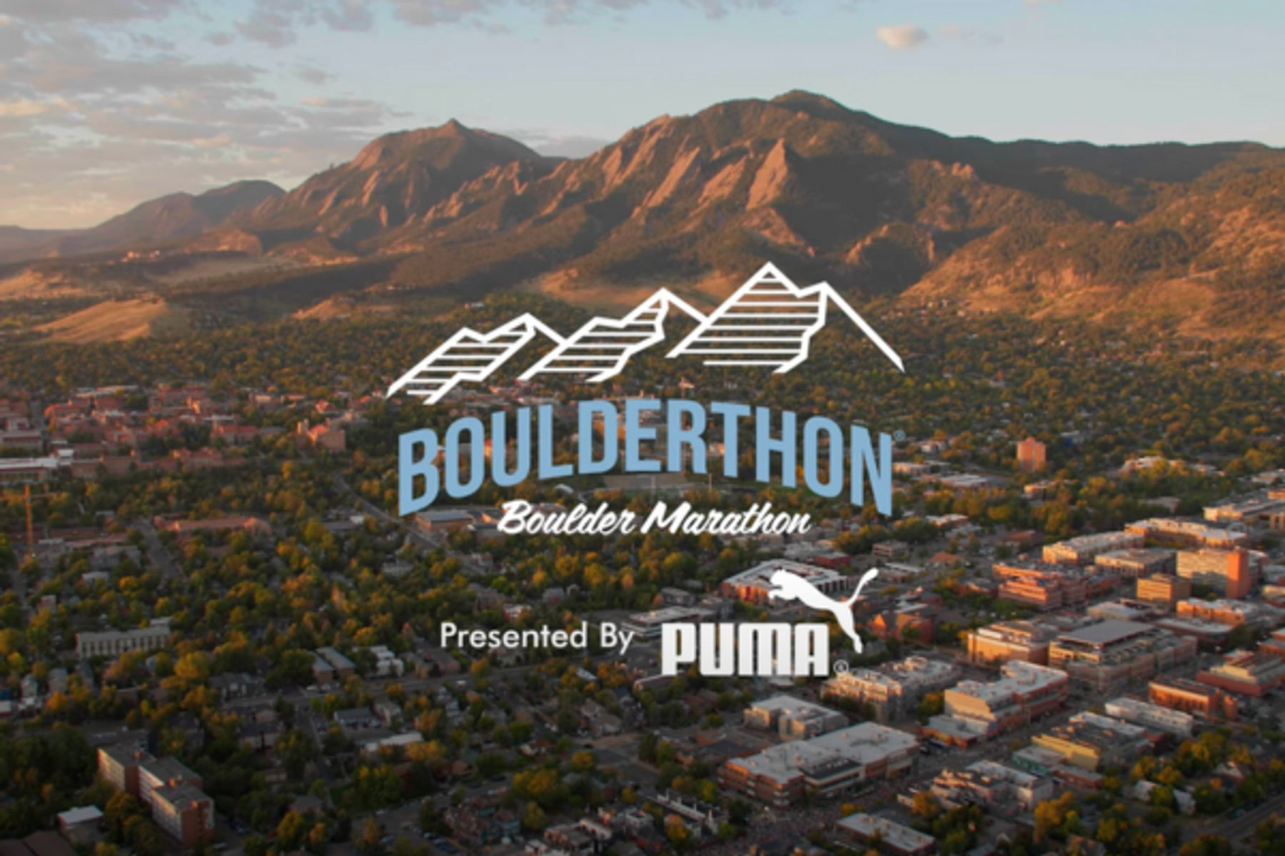 Boulderthon logo and drone photo of Boulder landscape