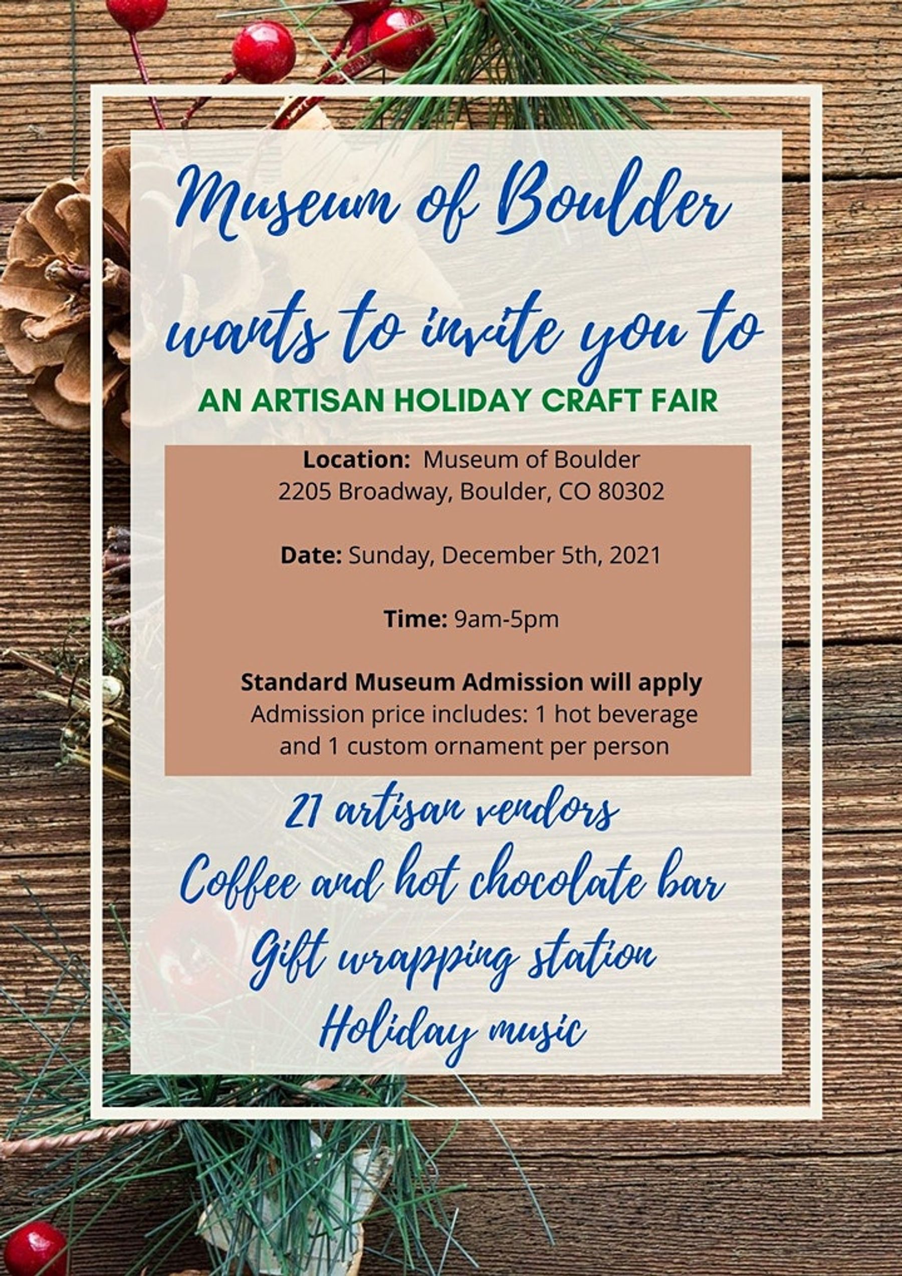 Artisan Holiday Craft Fair at the Museum of Boulder Downtown Boulder, CO