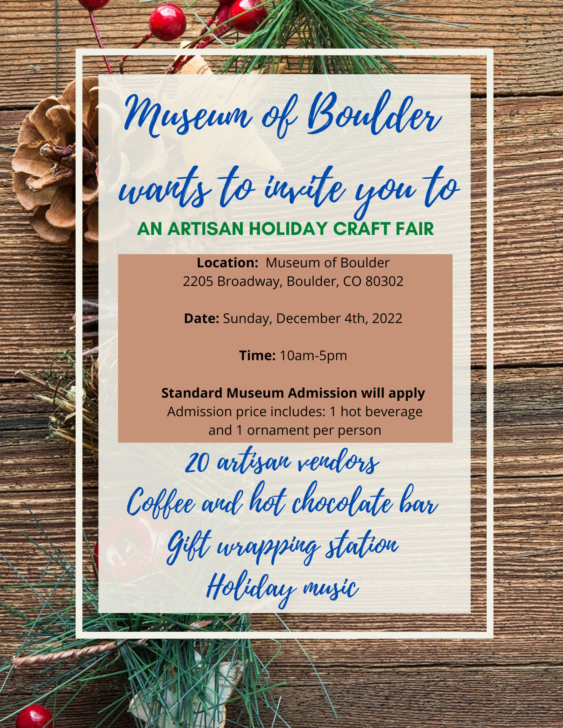 Artisan Holiday Craft Fair at The Museum of Boulder Downtown Boulder, CO