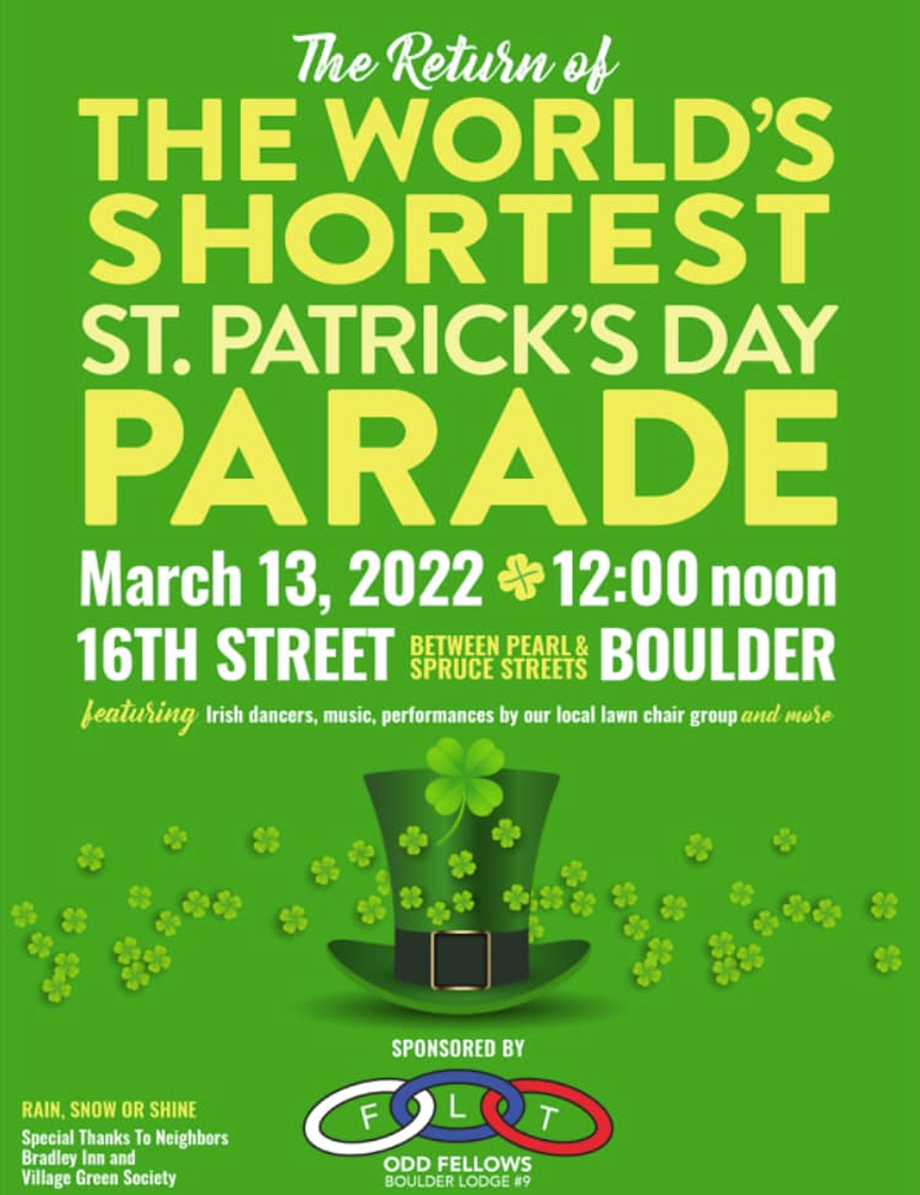 The World's Shortest St. Patrick's Day Parade Downtown Boulder, CO