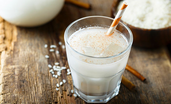 glass of horchata, a Mexican rice milk drink