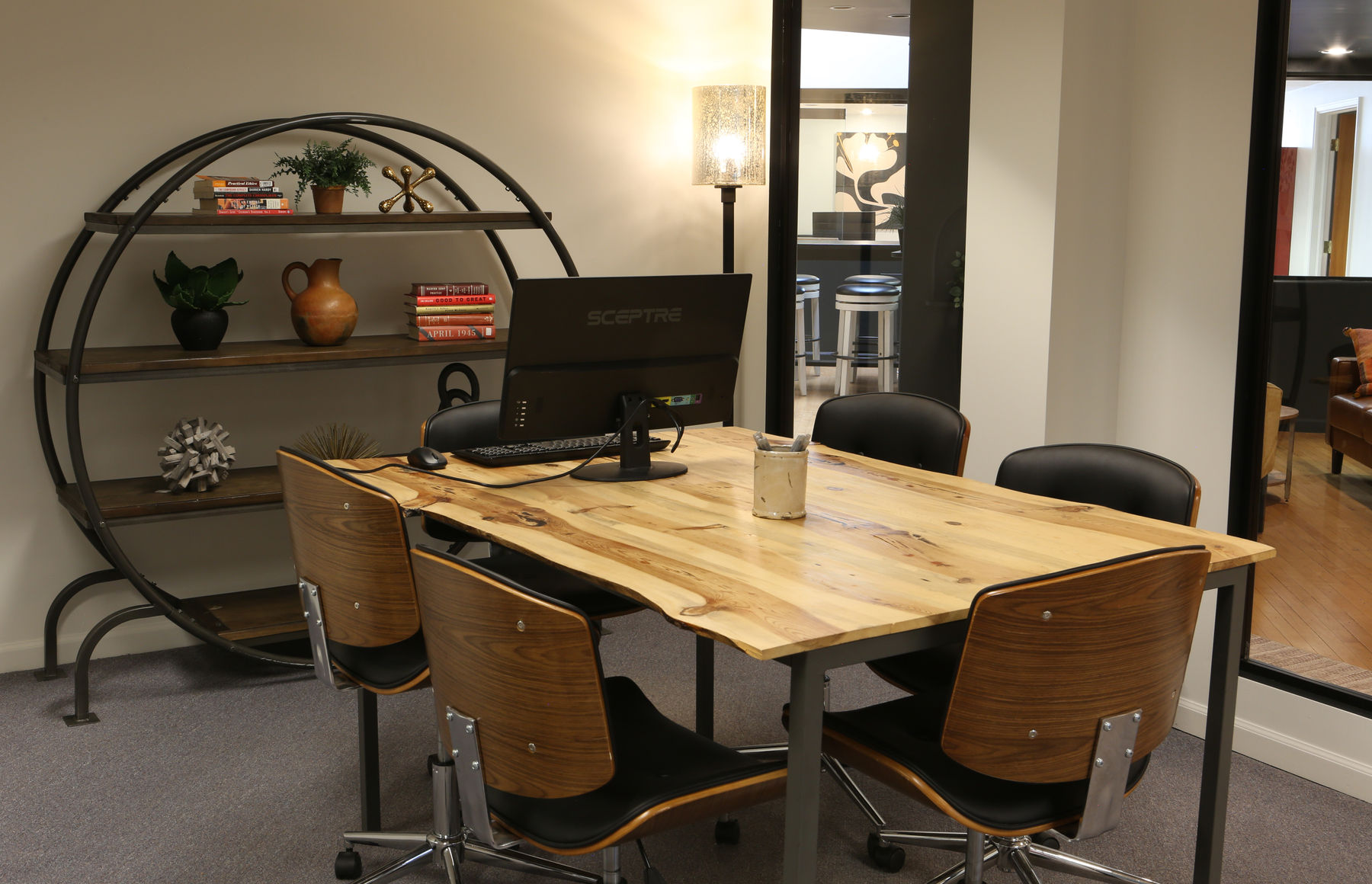 Conference table with computer