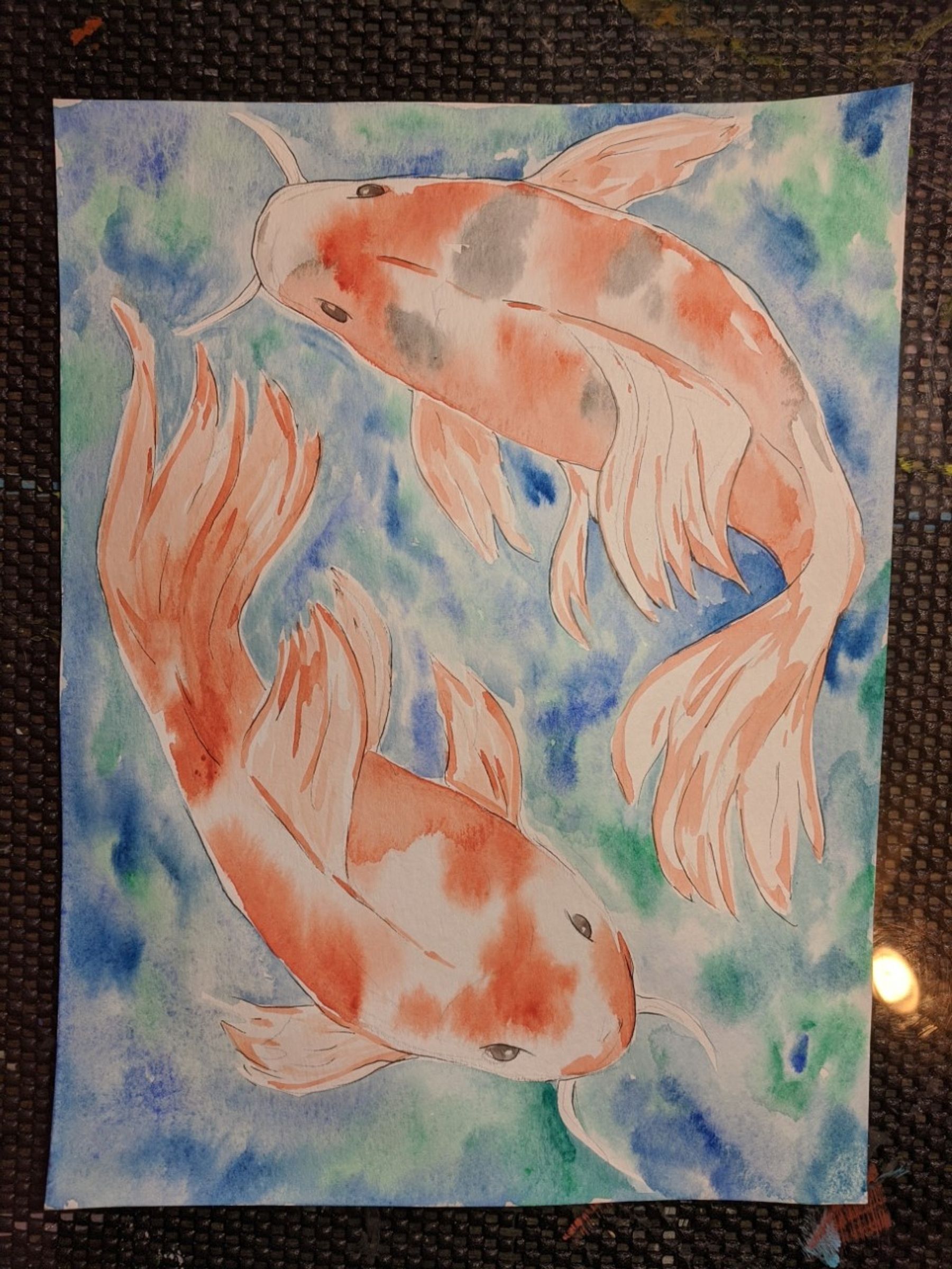 Koi Fish Watercolor Painting | Poster