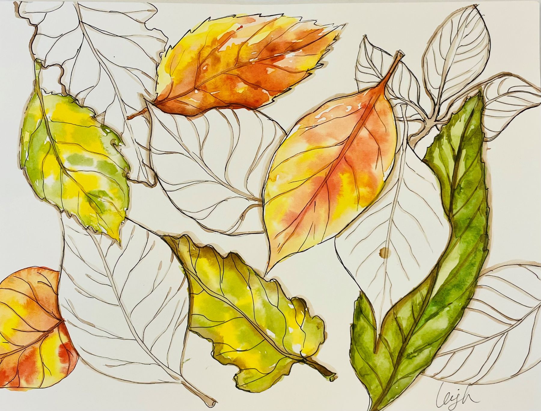 Art & Sip: Watercolor + Fall Leaves