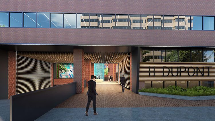A rendering of the breezeway view from New Hampshire Avenue, NW