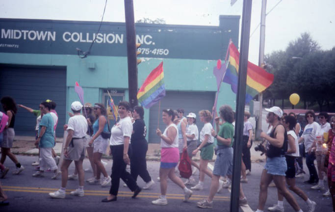 Atlanta Gay Pride, 1991, from Georgia State University Library Archives Series VIII: Separated Materials, Franklin Abbott Papers Collection.