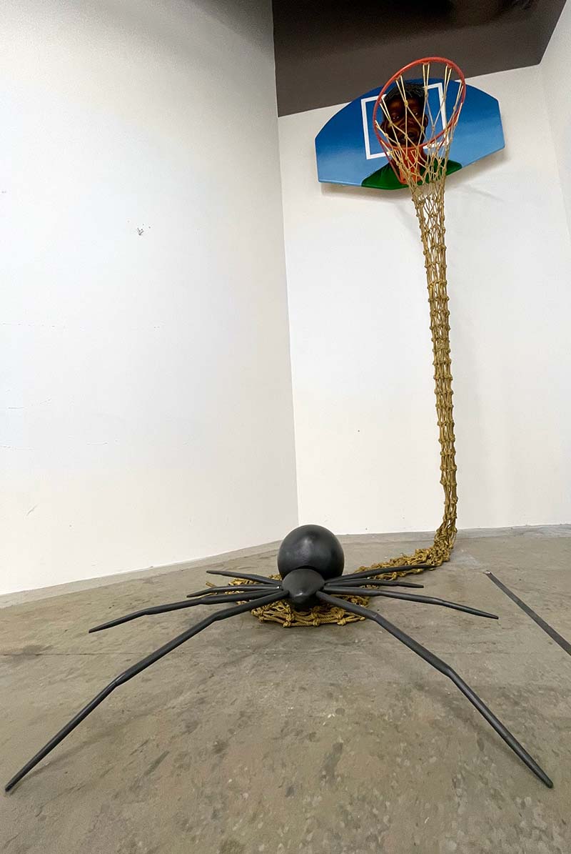 One of Olufani's sculptures. 'A Pickup Game With Kwaku Anansi.'