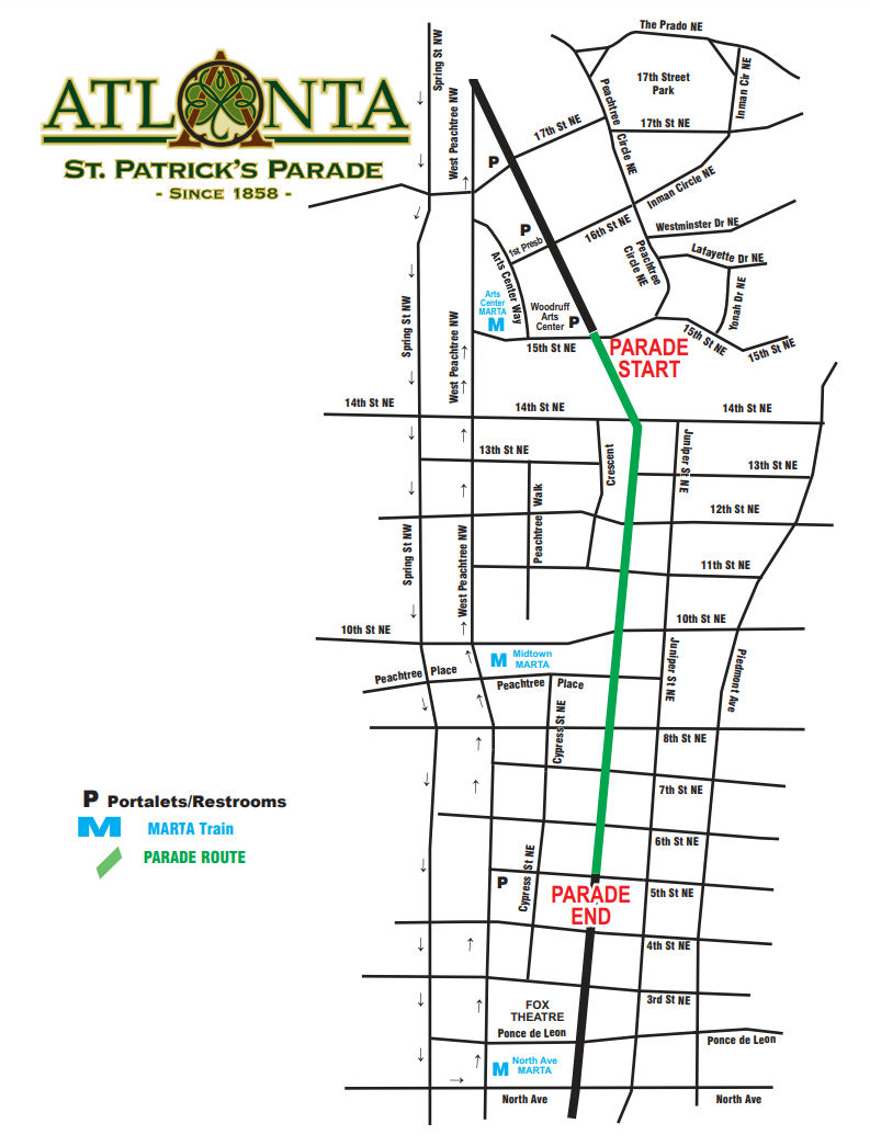 Here's a map of the St. Patrick's Day Parade route (updated)