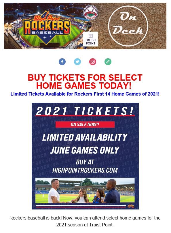 2021 Rockers Tickets - Limited Availability - June Games ONLY
