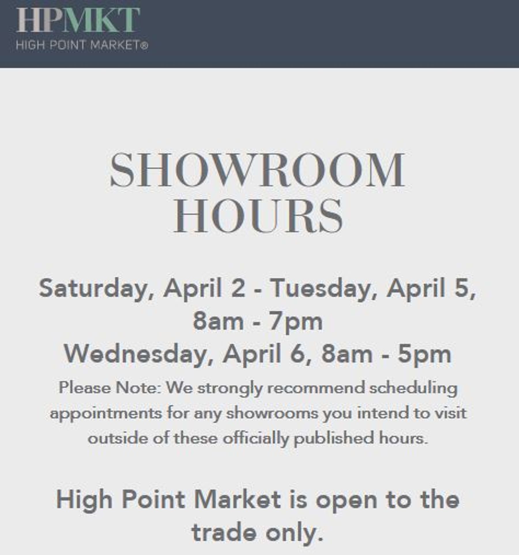 High Point Market SPRING MARKET Downtown High Point, NC