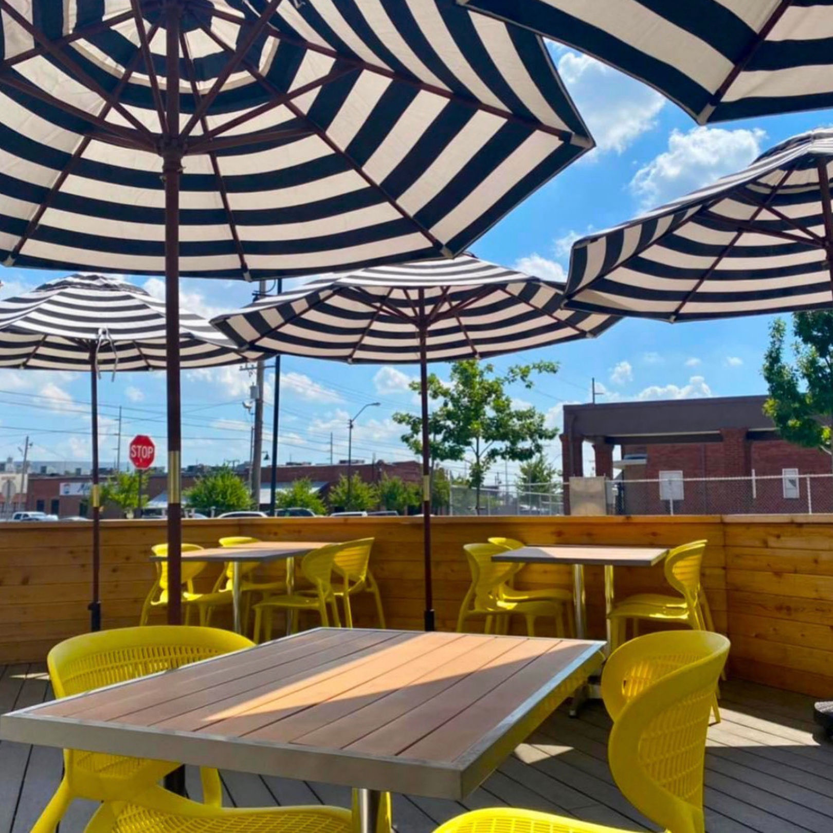 The Tavern's outdoor parakeet with Umbrellas