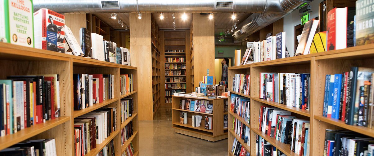 Shelves and books inside Magic City Books