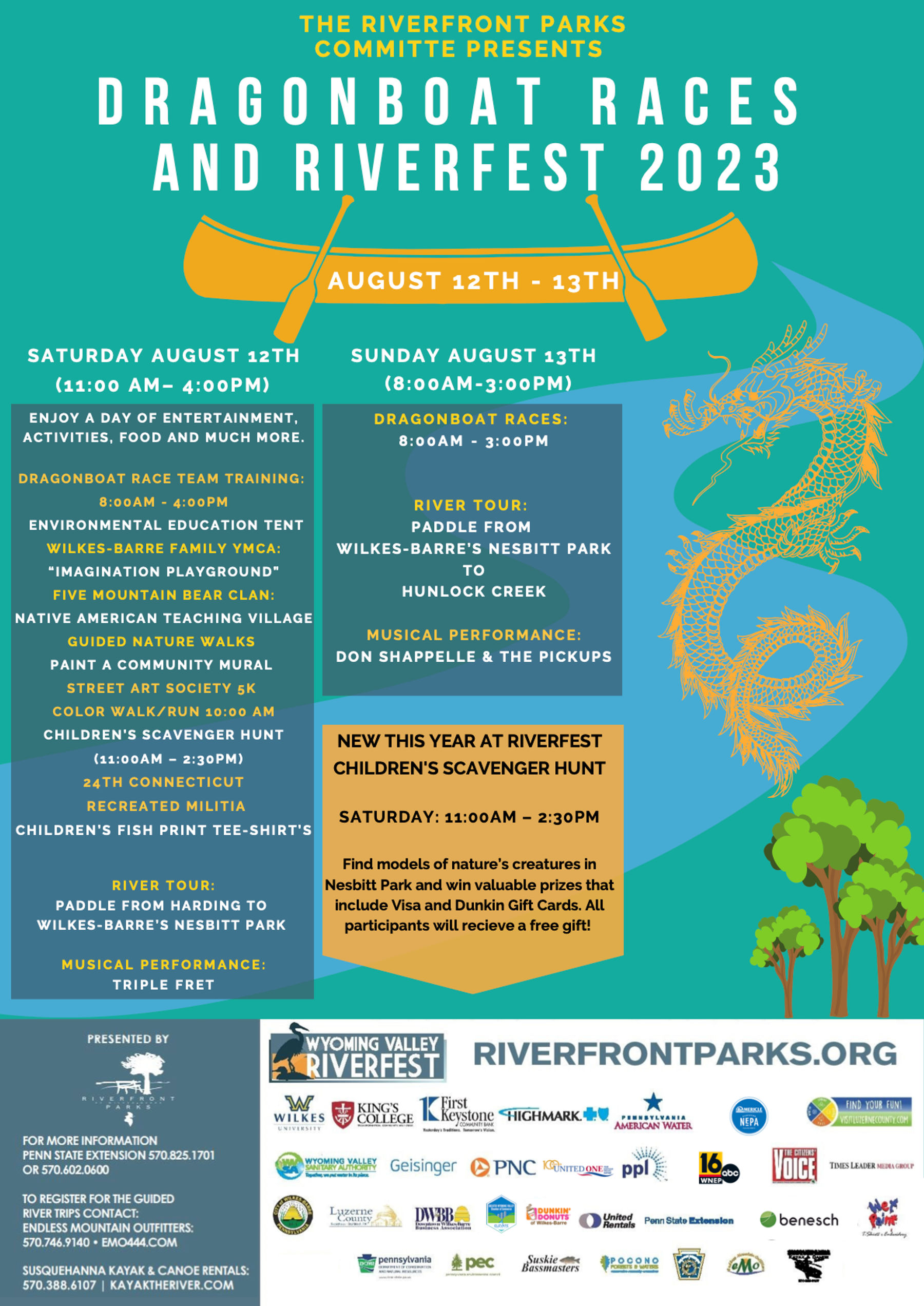 Dragonboat Races and Riverfest 2023 Downtown WilkesBarre