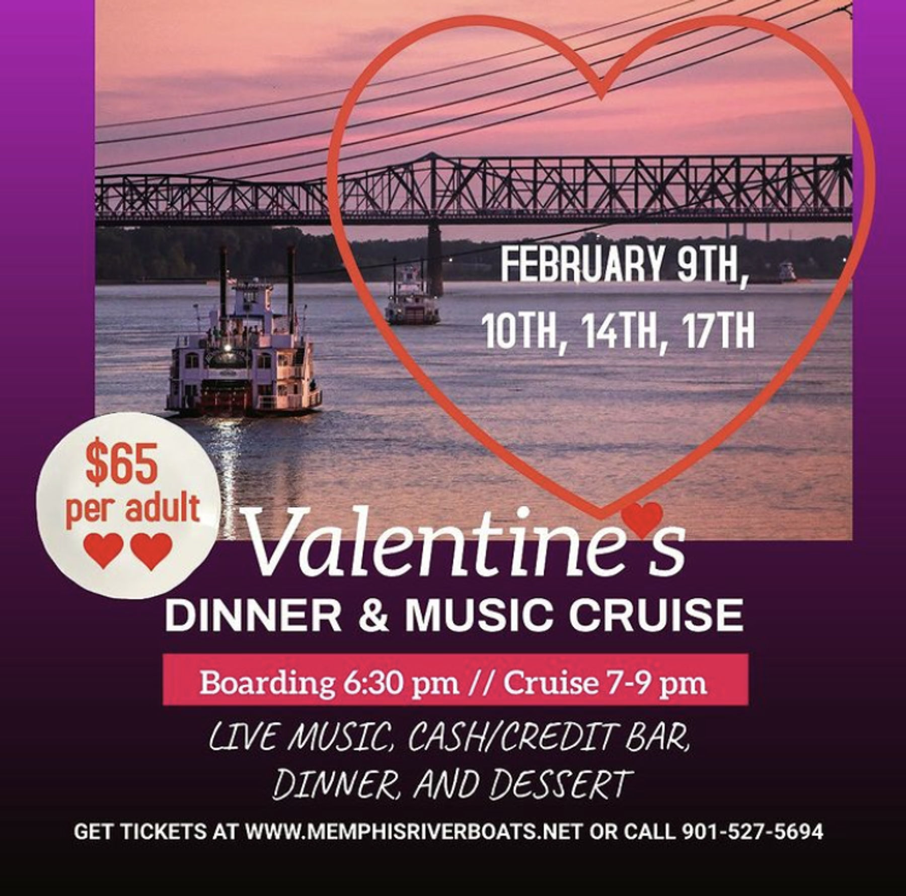 memphis riverboats valentine's day dinner cruise