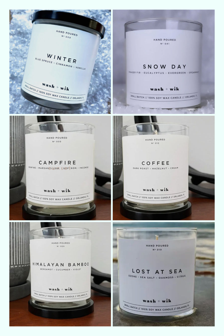 Wash & Wik Soy Wax Candles $24