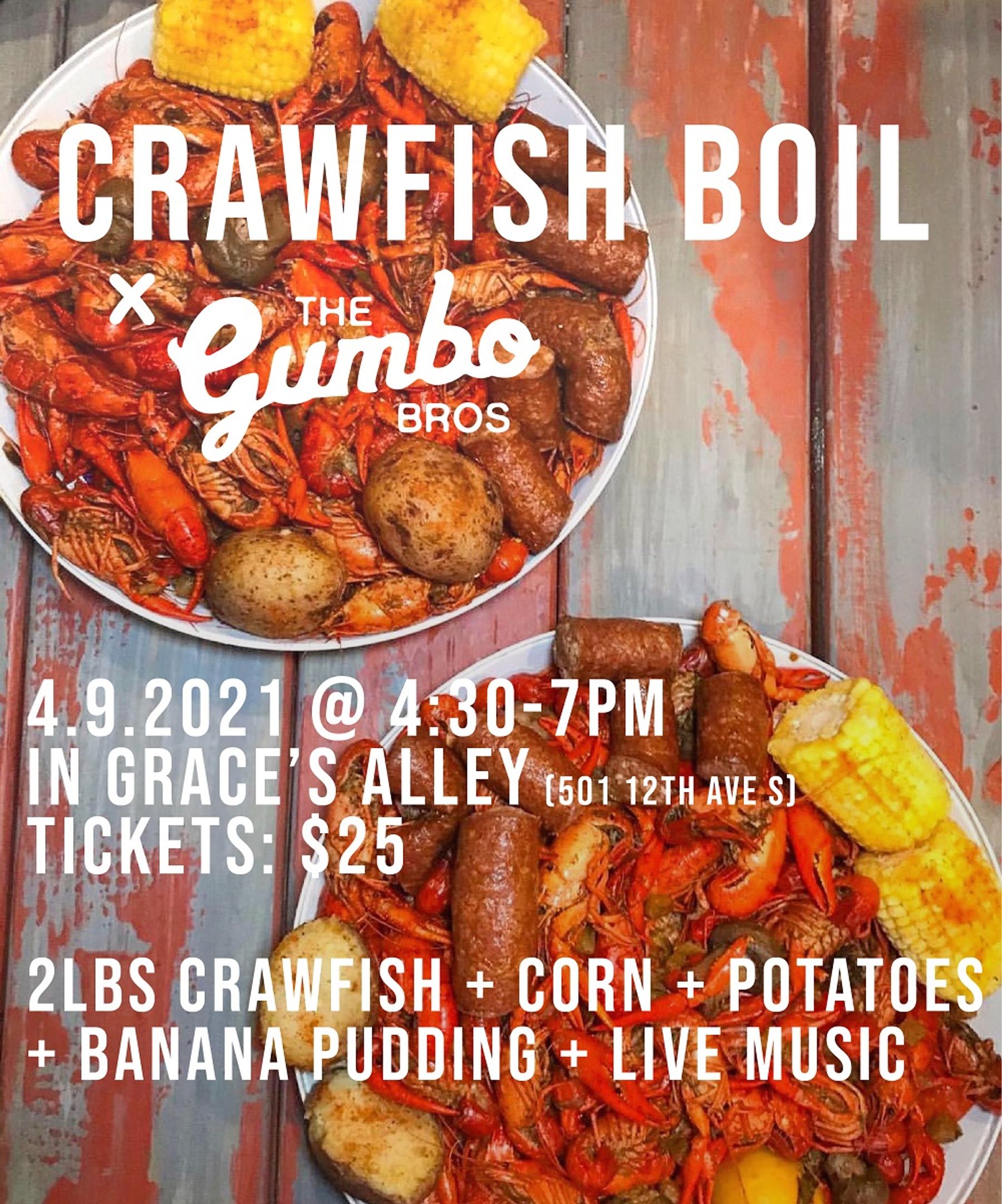 Crawfish Boil in Grace's Alley with Gumbo Bros Downtown Nashville