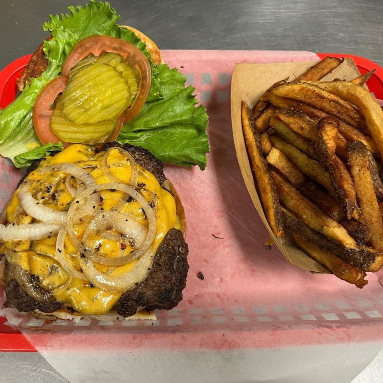 Open burger from Grease Monkey