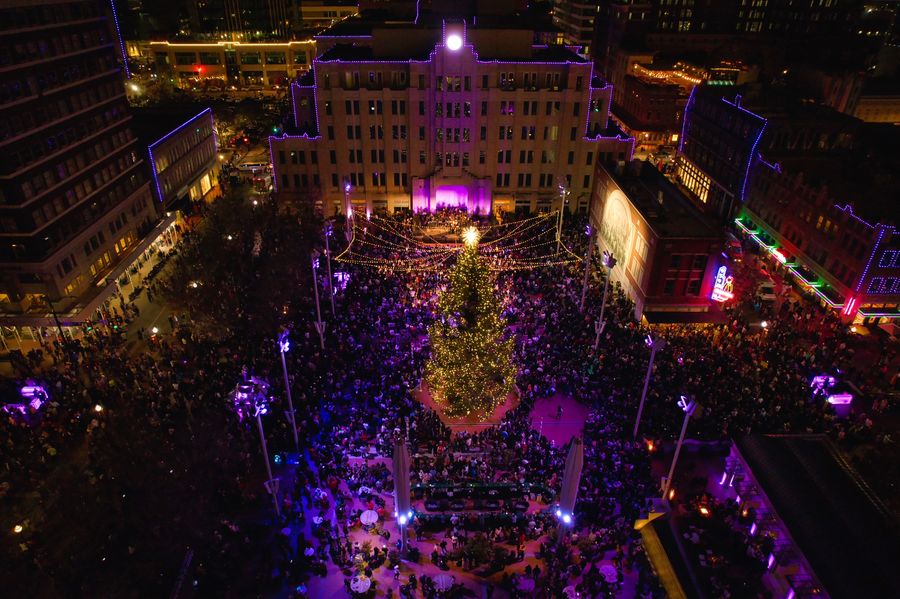 New Years Eve in Sundance Square Plaza Downtown Fort Worth